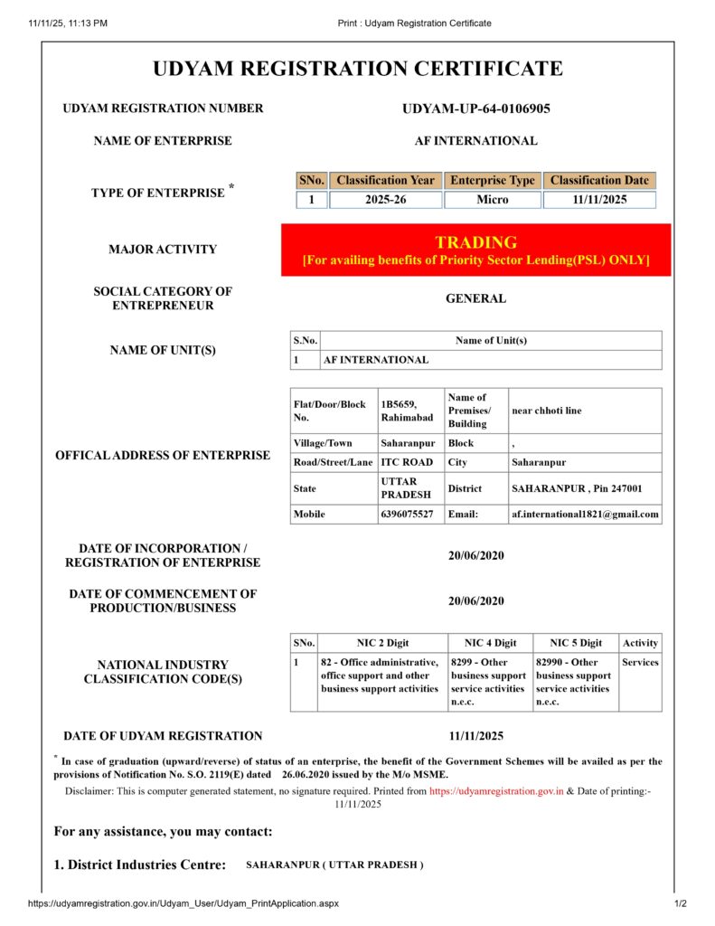 AF International | Print _ Udyam Registration Certificate